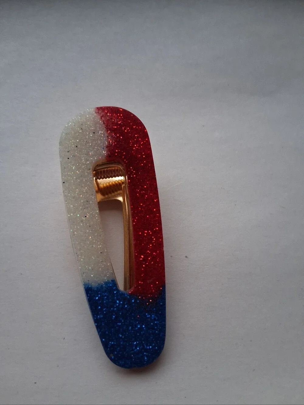 5/$25 Hand Crafted Red White Blue Glitter Hair Clip